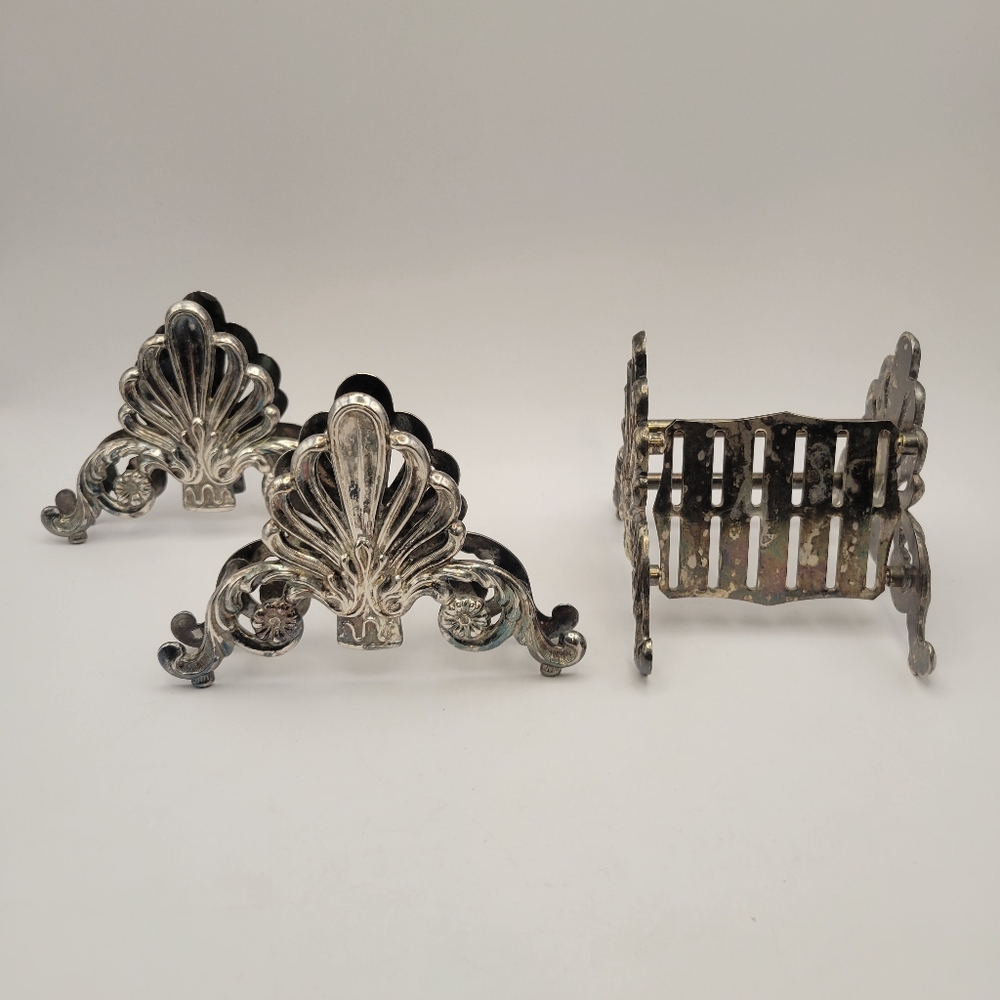 Vintage 3pc Leonard Italy Silverplate Buffet Cutlery Holders Flatware Knife